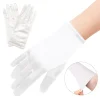 gants de mariage blancs élégants pour enfants, en satin brillant, courts, pour robe, gants de danse élastiques, pour fête d'anniversaire