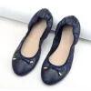 chaussures de ballet en pu à bouche peu profonde de couleur unie, chaussures plates à semelle souple avec fil à nœud papillon, ballerines légères pliables pour femmes, gymnastique