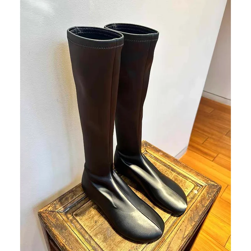 chaussures plates femmes bottes hautes mode genou chaussures en cuir hiver chelsea bottes 2025 nouvelle tendance de marche gothique gladiateur mujer botas