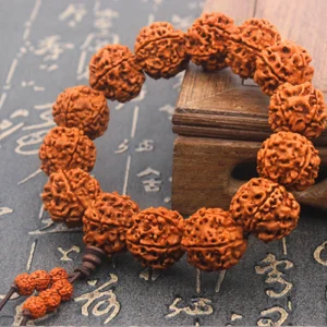18mm 5 Mukhi Rudraksha Mala chapelet Bracelet Bodhi bouddhisme tibétain Bracelet Yoga guérison prière Chakras énergie amulette