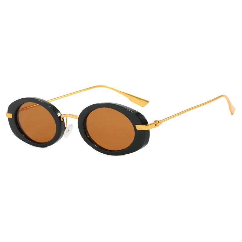 Lunettes de soleil rétro à petite monture ovale, nuances de luxe en métal de styliste pour femmes, marque de mode léopard, lunettes de soleil de plage pour dames