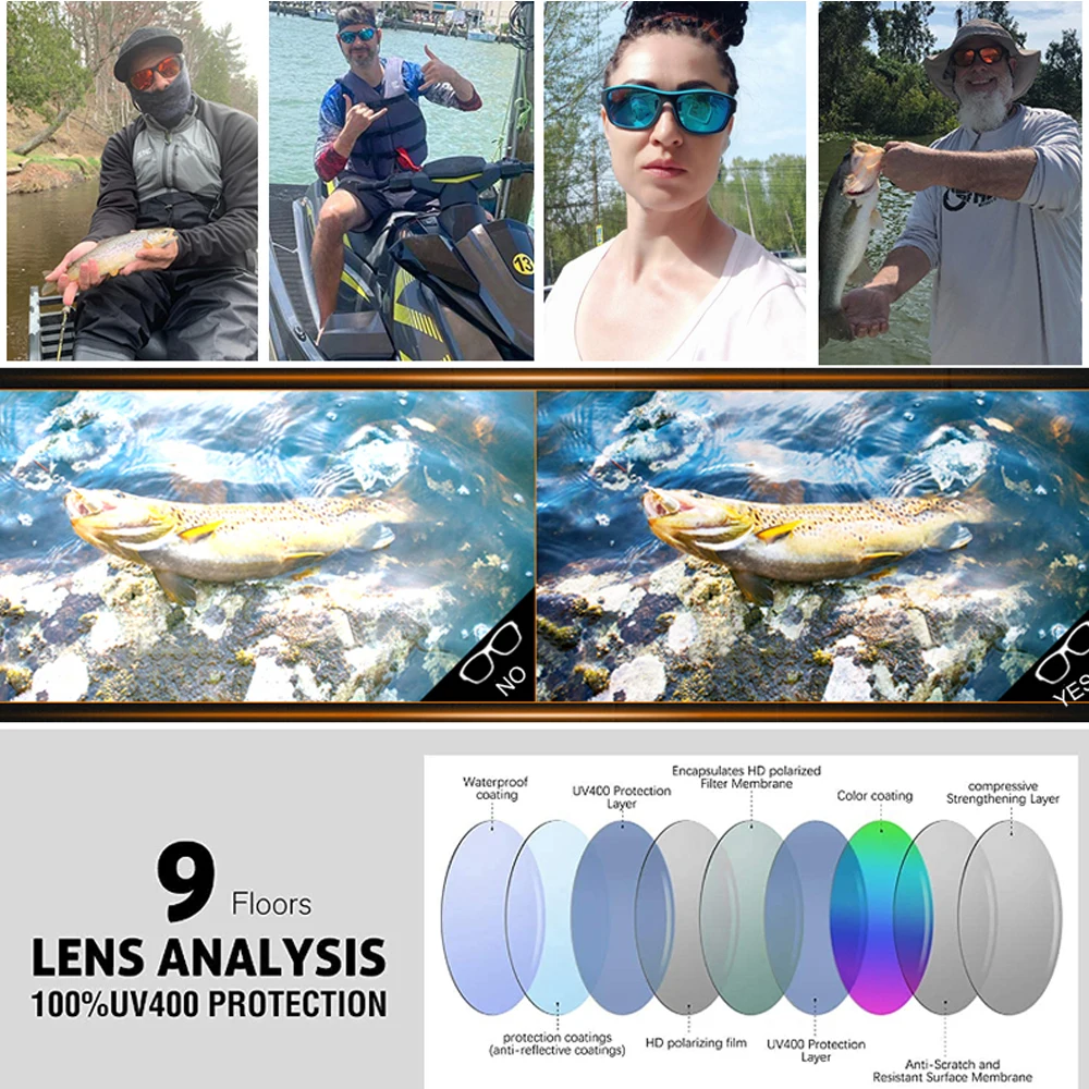 lunettes de soleil polarisées haute définition pour hommes et femmes, pour sport de plein air, pêche, protection uv400, pour la conduite, 2023