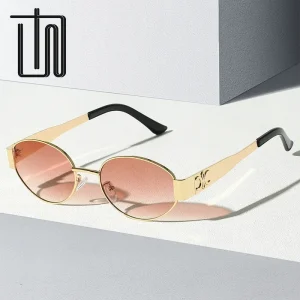 Nouvelles lunettes de soleil à la mode à monture elliptique 9521 Lunettes de soleil personnalisées à monture métallique européenne et américaine Ins Lunettes de soleil tendance