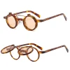 lunettes de soleil vintage steampunk à rabat, rétro, petites lunettes rondes en métal pour hommes et femmes, marque circulaire oculos ins
