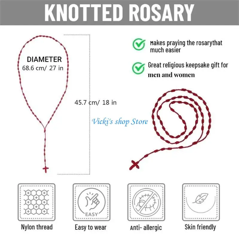 Collier chapelet à nouée à main – Image 3