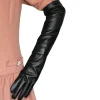 gants longs élégants pour garder au chaud, accessoires de costume, gants en cuir verni, matériau souple, gants de spectacle de danse noirs