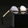 Lunettes de soleil Steampunk classiques pour hommes et femmes, lunettes rétro rondes à monture métallique