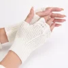 demi gants chauds tricotés pour femmes, automne hiver, sans doigts, manches de bras, accessoires décontractés à la mode pour filles, mitaines