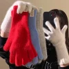 gants en laine et cachemire pour femmes, tricot par câble pour écran tactile, trou pour les doigts, hiver et automne, longueur de poignet chaude, gants classiques, mitaine féminine