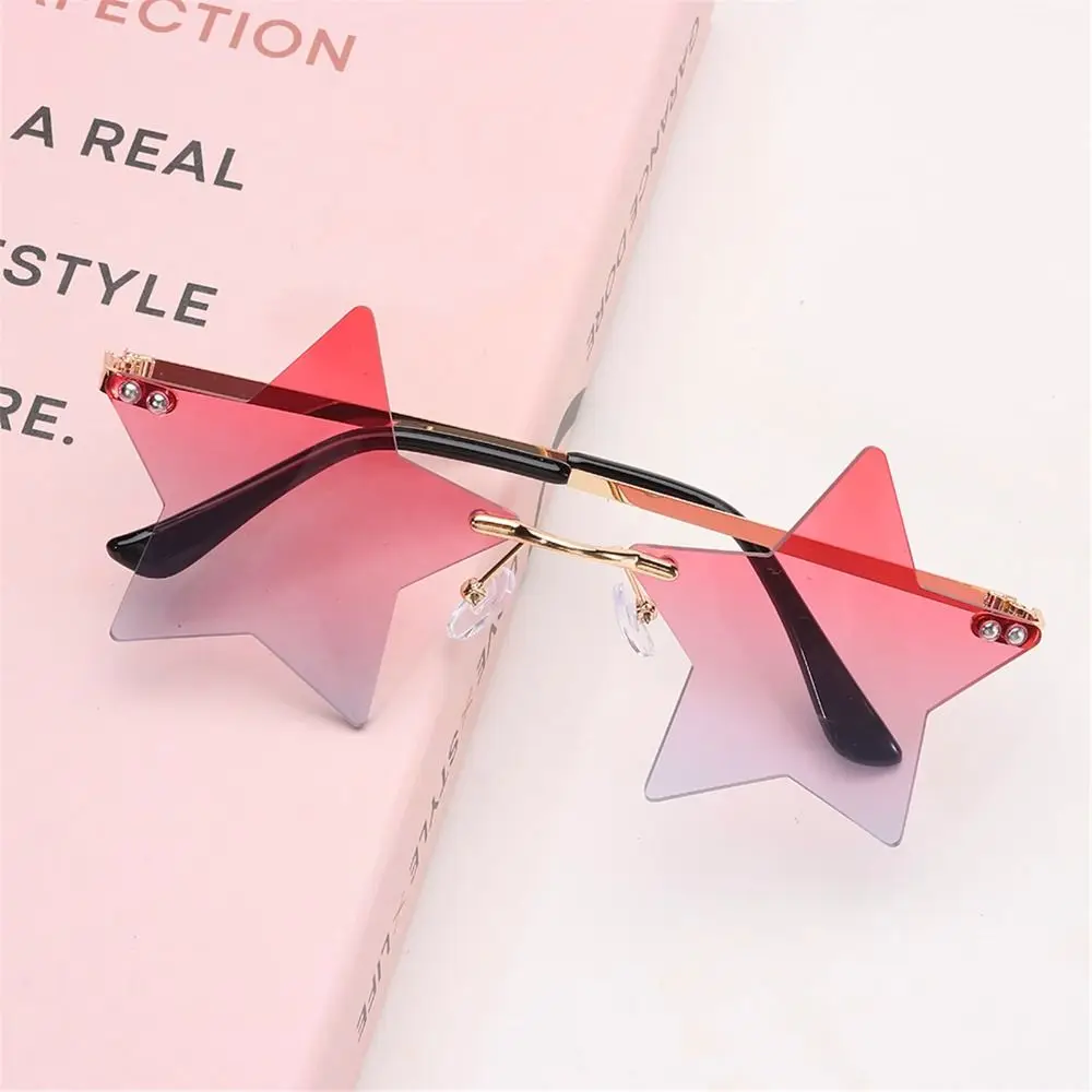 chic étoiles design rose nuances femmes sans monture dégradé tendances décor lunettes de soleil nouvelle marque ins vacances plage fête uv400 lunettes