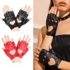gants en cuir guantes mujer pour femmes filles rouge noir blanc gants coeur aimant pour les femmes