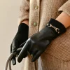 Gants d&rsquo;hiver élégants en daim PU pour femmes, velours chaud, coupe-vent, pour écran tactile, cyclisme en plein air, équitation, G427
