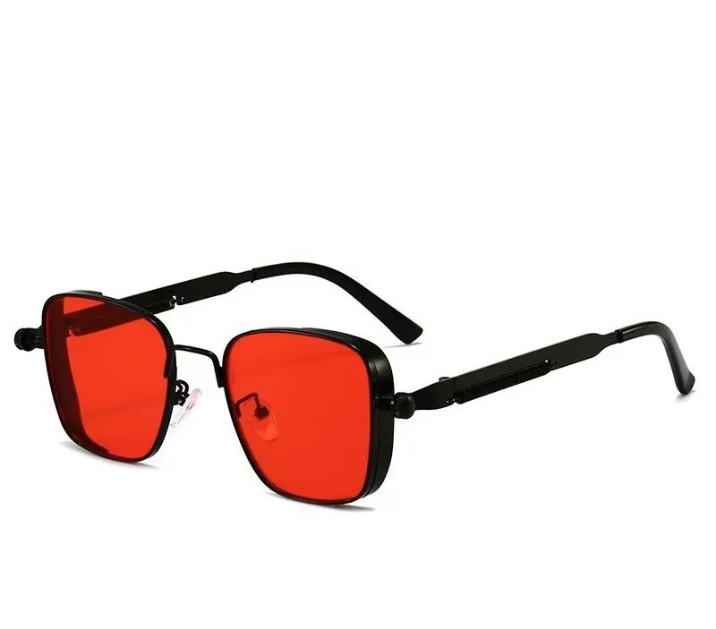Femmes lunettes de soleil populaires Vintage Steampunk lunettes de soleil carrées monture en métal avec charnières à ressort femmes oculaire lunettes à la mode UV400