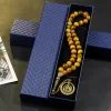 Bracelet de perles de prière musulmane classique de 10 mm en pierre d&rsquo;oeil de tigre – Perle de prière de pèlerinage – Cadeau idéal pour l&rsquo;Eid al Fitr et le Ramadan