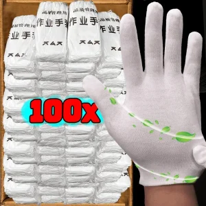 Gants de travail en coton blanc, 1 à 50 paires, Film de manipulation des mains sèches, gants de SPA, gants de cérémonie à haute élasticité, outils de nettoyage ménager