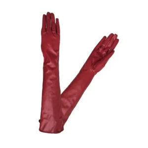 Gants longs élégants pour garder au chaud, accessoires de Costume, gants de soirée, matériau souple, gants en cuir verni noir