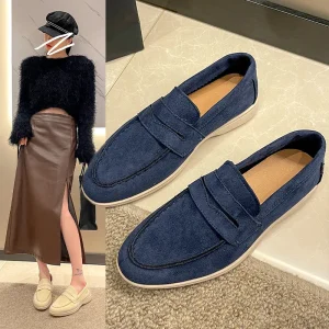 Chaussures de marche décontractées en daim pour femmes, mocassins paresseux à enfiler, mules confortables, chaussures de conduite, extérieur, mode, nouveau, 2024 Chaussures de marche décontractées en daim pour femmes, mocassins paresseux à enfiler, mules confortables, chaussures de conduite, extérieur, mode, nouveau, 2024