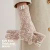 gants d'hiver chauds et épais pour femmes, longs doublés en peluche, doigts, mode pour les déplacements, respirants, antidérapants, polaire en polyester