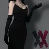 Gants longs en velours et Satin pour femmes, robe de soirée noire, gants d&rsquo;étiquette, Style rétro, élasticité pour Banquet, gants d&rsquo;opéra de soirée des années 1920
