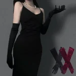 Gants longs en velours et Satin pour femmes, robe de soirée noire, gants d&rsquo;étiquette, Style rétro, élasticité pour Banquet, gants d&rsquo;opéra de soirée des années 1920