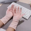 gants antidérapants à cinq doigts pour écran tactile en coton, couleur unie, mitaines d'extérieur pour femmes, gants de conduite, gants de protection solaire d'été