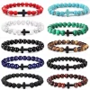Bracelets de Prière en Pierre Naturelle pour Homme et Femme, Chapelet en Bois, Hématite, Croix, Onyx, Méditation, Yoga, Bijoux, Zones Me Pulsera