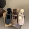 mode bout carré polaire flet ballerines femme hiver chaud laine mary jane chaussures dames marque design élégant mocassins en peluche