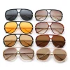 lunettes de soleil pilote surdimensionnées pour femmes, vintage, double pont, tendance, marque de luxe, design, nuances d'extérieur, nouvelle collection 2025