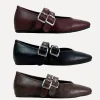 Chaussures femme peu profondes dames ballerines chaussures bout rond luxe mode boucle sangle femmes chaussures plates Mary Janes chaussures
