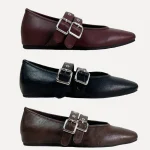 Chaussures femme peu profondes dames ballerines chaussures bout rond luxe mode boucle sangle femmes chaussures plates Mary Janes chaussures