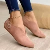 Ballerines décontractées pour femmes, talons nus roses, chaussures de pointe élégantes, extérieur