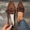 chaussures plates tricotées pour femmes, baskets respirantes, confortables, couleur unie, décontractées, à bout pointu, mocassins de marche, nouvelle collection 2024