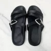 2025 noir femme pantoufles plates été mode boucle sangle nouveau décontracté en plein air plate forme chaussures de plage bout ouvert femme diapositives