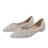 2025 mode femme ballerines chaussures strass mocassins plat bout pointu chaussures femme décontracté sans lacet chaussures plates bateau chaussures
