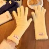 2025 nouveaux gants pour femmes doux hiver chaleur velours gants couleur unie en peluche tricoté mitaines écran tactile guantes extérieur plus chaud