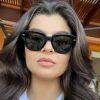 Lunettes de soleil carrées épaisses pour femmes, marques de luxe, Rivets en plastique, grande monture, Protection UV400, nuances noires élégantes, 2025