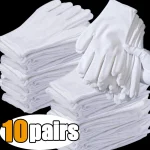 1-10 paires hommes femmes doigt complet étiquette gants en coton blanc serveurs/conducteurs/bijoux/travailleurs mitaines gants d&rsquo;absorption de la sueur