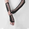 europe et états unis sexy dentelle gants longs points discothèque danse amusant étiquette maille gants sans doigts cos