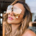 Lunettes de soleil surdimensionnées pour hommes et femmes, verres dorés, Vintage, grand cadre, demi-monture, nuances féminines décoratives, Uv400, 46266