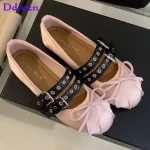 Mode soie femmes ballerines chaussures Lolita chaussures de luxe automne femme papillon-noeud bout rond dames chaussures de danse