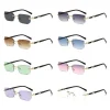 lunettes de soleil sans monture tendance pour hommes et femmes, verres de soleil rectangulaires sans cadre, nuances rétro, lunettes de voyage d'été uv400