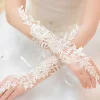 gants de mariage longs en dentelle blanche pour mariée, coude sans doigts en cristal, gants longs pour patients, accessoires de mariage pour femmes, élégants, sl