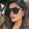 lunettes de soleil rondes steampunk vintage pour hommes et femmes, lunettes rétro modernes, lunettes uv400 mn, marque de luxe, 2025