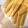 gants de conduite élégants pour hommes et femmes, en cuir véritable, mitaines courtes, doublure en velours chaud, mode hiver automne