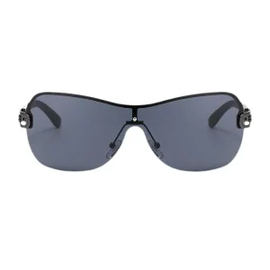 Lunettes de soleil une pièce à grande monture de style européen et américain pour hommes et femmes, lunettes enveloppantes décoratives rétro polyvalentes