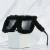 lunettes de soleil carrées surdimensionnées pour femmes, nouvelle mode, monture furrry, nuances dégradées, design de marque rétro, lunettes de soleil d'hiver 2025