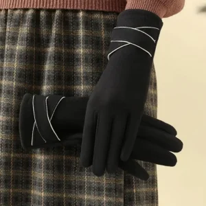 Gants femmes automne hiver garder au chaud solide Simple cyclisme polyester élégant coupe-vent doigt gants à la mode ski en plein air