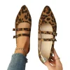 ballerines élégantes femmes automne peu profond bout pointu mocassins boucle décontractée léopard mary jane chaussures plates femmes zapatos de mujer