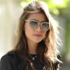 gorgetitladies lunettes de soleil carrées pour femmes, montures beiges, verres argentés et blancs, marque de créateur, lunettes de protection uv, 45074