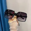lunettes de soleil carrées surdimensionnées pour femmes, rétro, mode, marque de luxe, personnalité dégradé noir, nuances d'extérieur